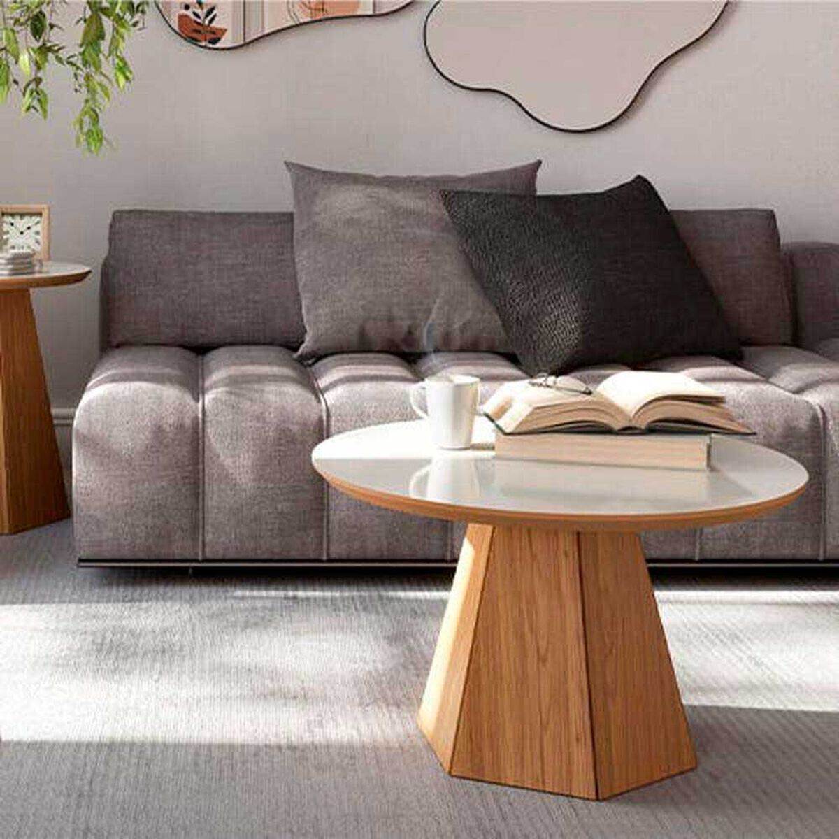 Mesa de Centro Decocasa TB605 Off White Casta&ntilde;o