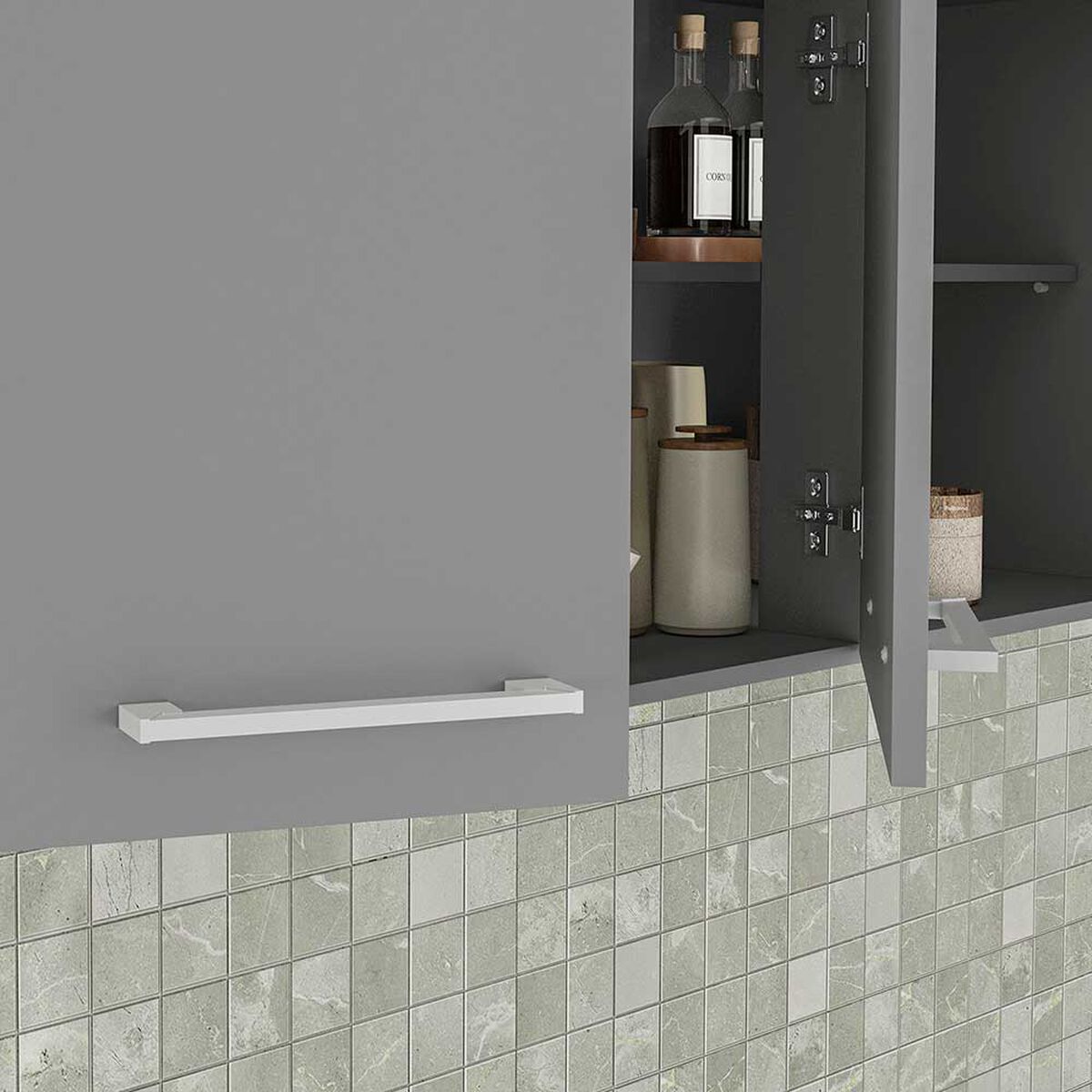 Mueble de Cocina Aereo Vekkahome Opie 3 Puertas Gris