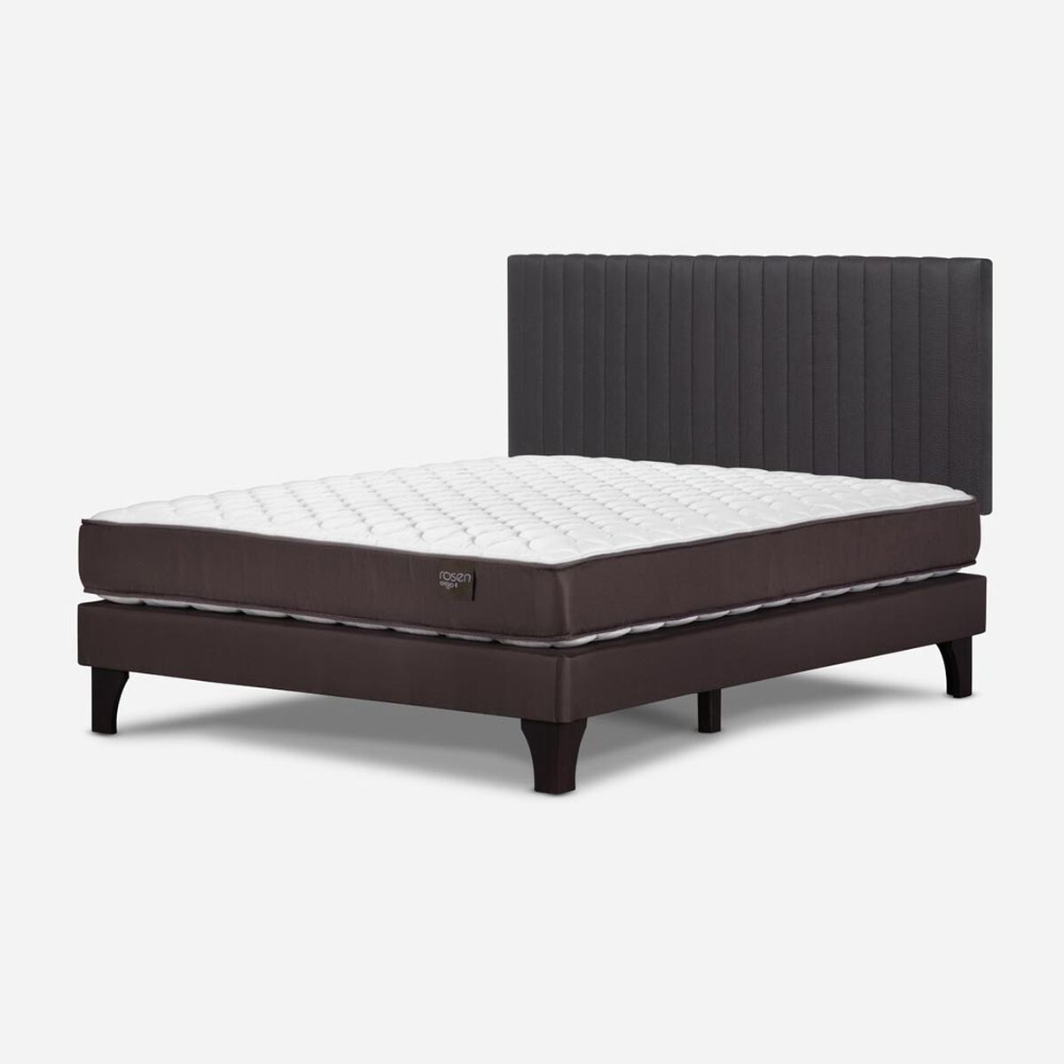 Cama Europea Rosen 2 Plazas Ergo T + Respaldo Grafito