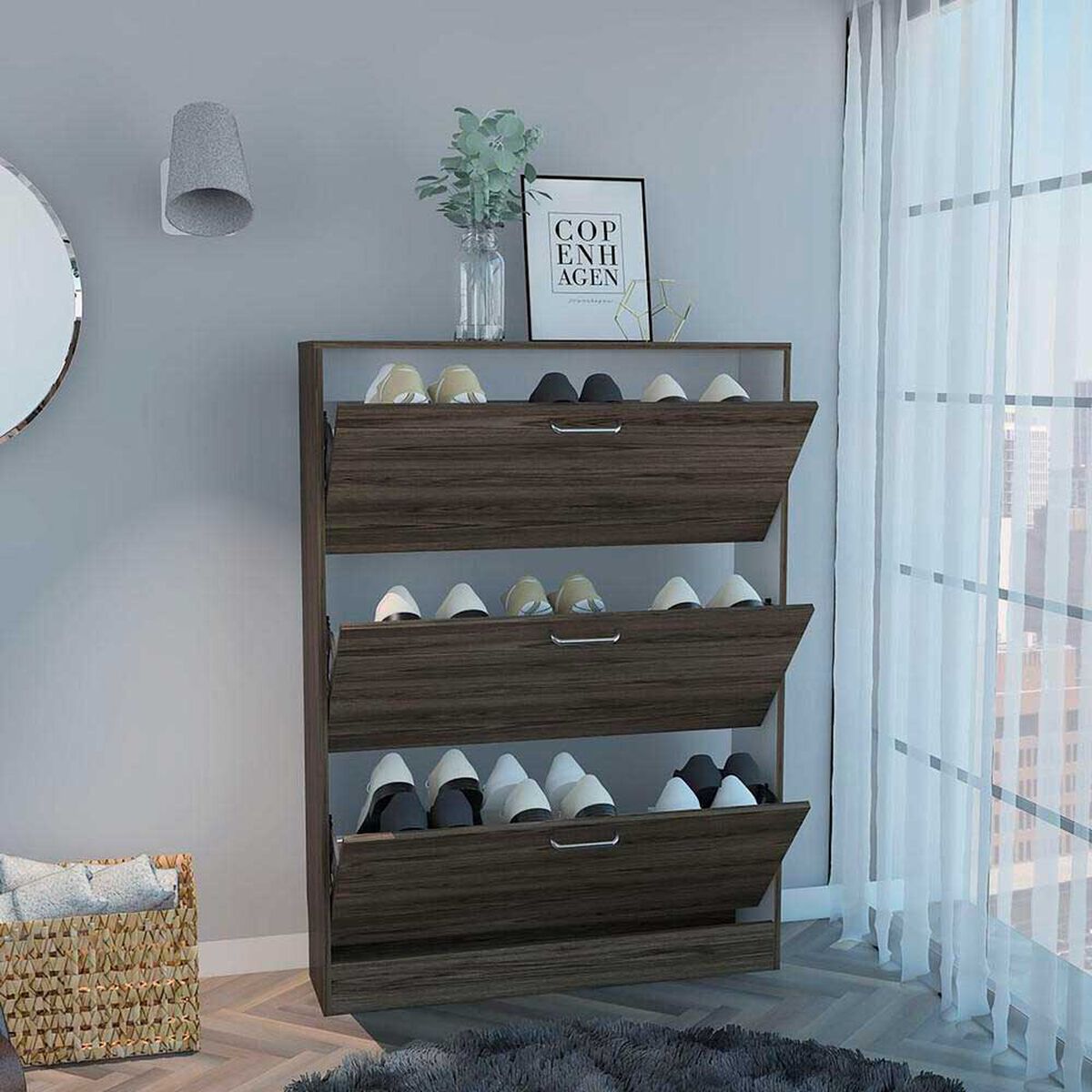 Zapatero TuHome Z-94 3 Cajones Co&ntilde;ac/Blanco