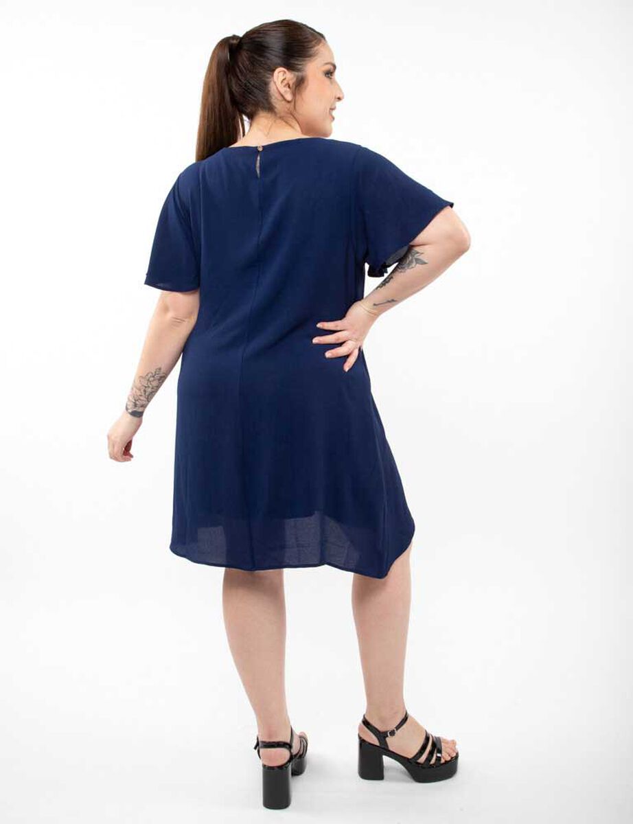 Vestido Corto Superlindas Liso Manga Corta Mujer Extralindas