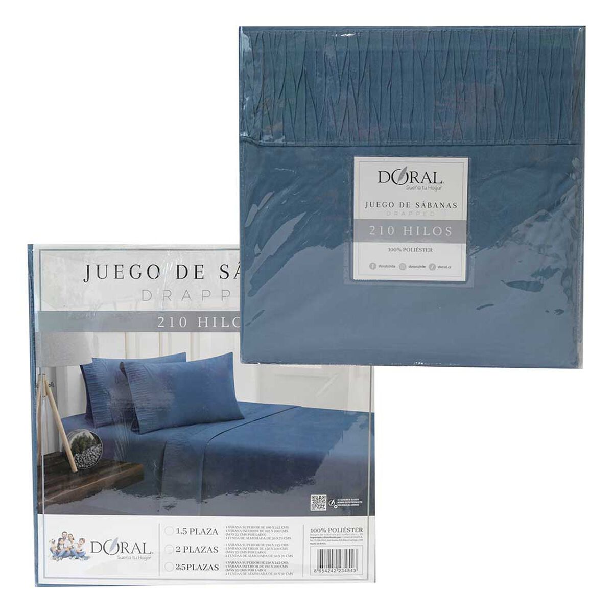 Juego de S&aacute;banas Doral King Lisas Azul