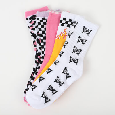 Imagen 1 del producto Pack 5 Unidades Calcetin Niña Largo de Algodón Mila Rosado