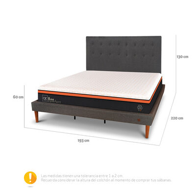 Imagen 2 del producto Cama Europea Curve CIC King Bee Comfort + Respaldo