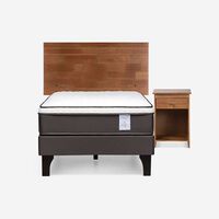 Cama Europea Rosen 1 Plaza New Style 4 Plus + Respaldo + Velador Tabor Caramelo
