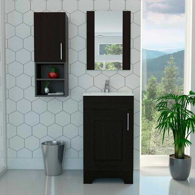 TUHOME Combo Botiquín + Mueble Lavamanos + Mueble Optimizador TuHome My Bath Miel Wengue