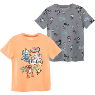 Pack 2 Polera Manga Corta Robot de Algodón Niño Chess