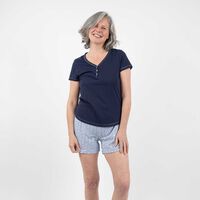 Pijama Corta Algodón Mujer Portman Club Azul