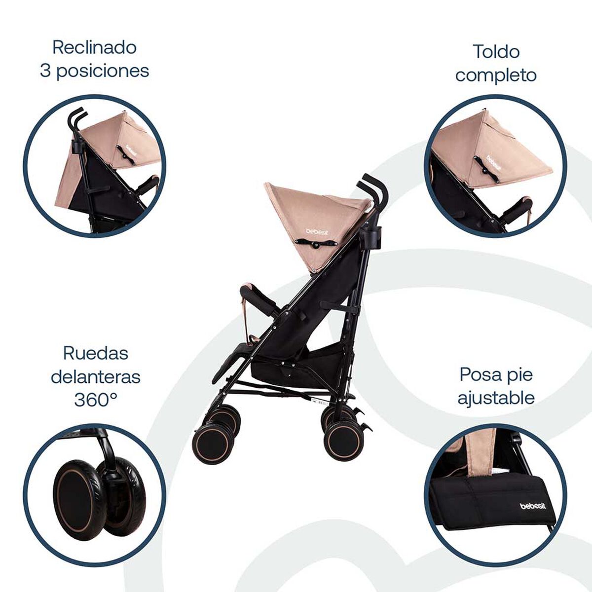 Coche Paragua Kronos Beige Bebesit