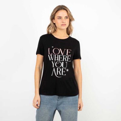 Polera Con Estampado Manga Corta Mujer Icono