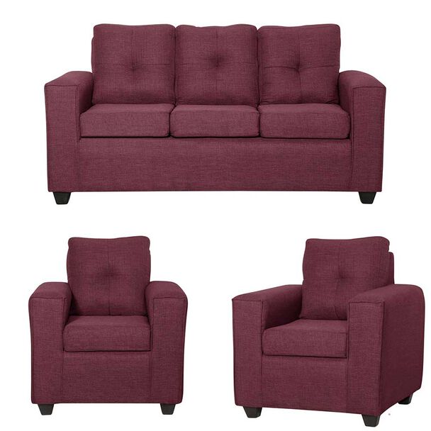 Juego de Living Black Factory Ranger Sofá 3 Cuerpos + Dos Sillones 1 Cuerpo Burdeo