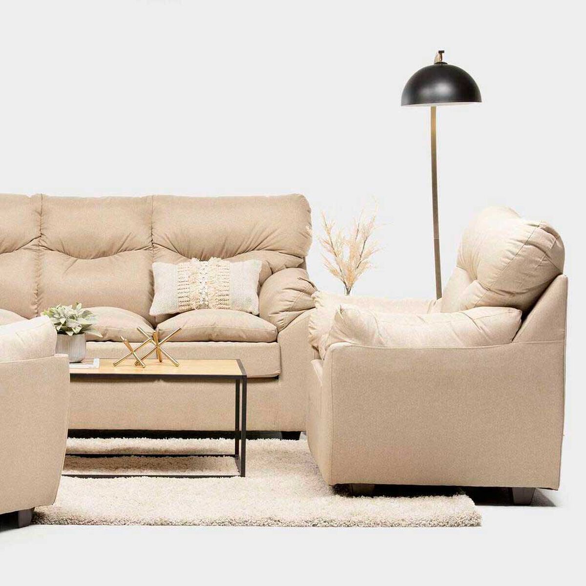 Juego de Living Almore Bel&eacute;n Sof&aacute; 3 Cuerpos + Dos Sillones 1 Cuerpo Beige