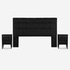 Cama Europea Rosen Base Dividida Súper King Driven + Respaldo + 2 Veladores Issey Grafito
