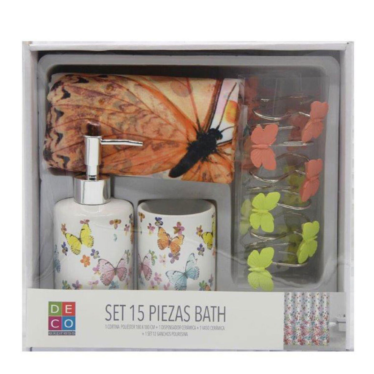 Set Baño 15 Piezas Bath Mariposas
