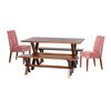 Juego de Comedor Latam Home Sevilla Cadiz 2 Sillas + 2 Bancas Velvet Palo Rosa
