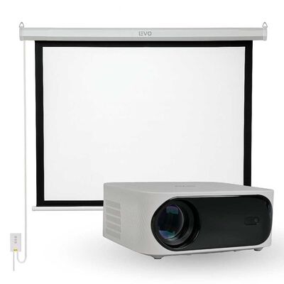 Proyector Portatil Orion 12000lm + Telón 80" Eléctrico LEVO