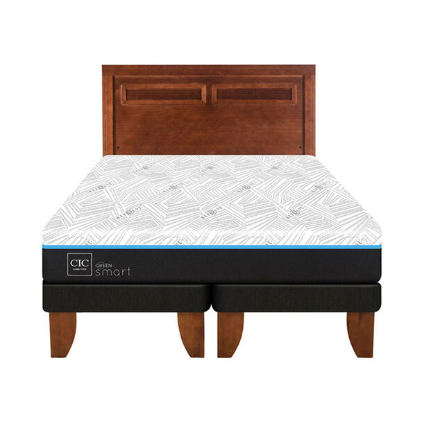 Cama Europea CIC Green Infinity King + 1 Respaldo Milan