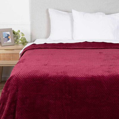 Frazada Mashini 2 Plazas PopCorn Liso Burdeo