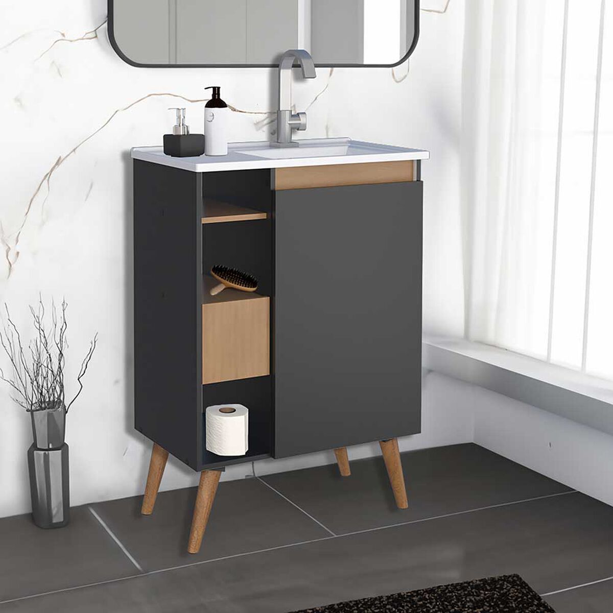 Vanitorio + Lavamanos Vekkahome Lotus 60 Negro