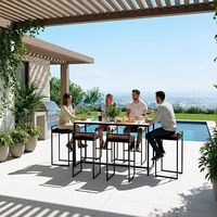 Juego Comedor Terraza Mons Barcelona Cuarzo + 6 Sillas Chocolate