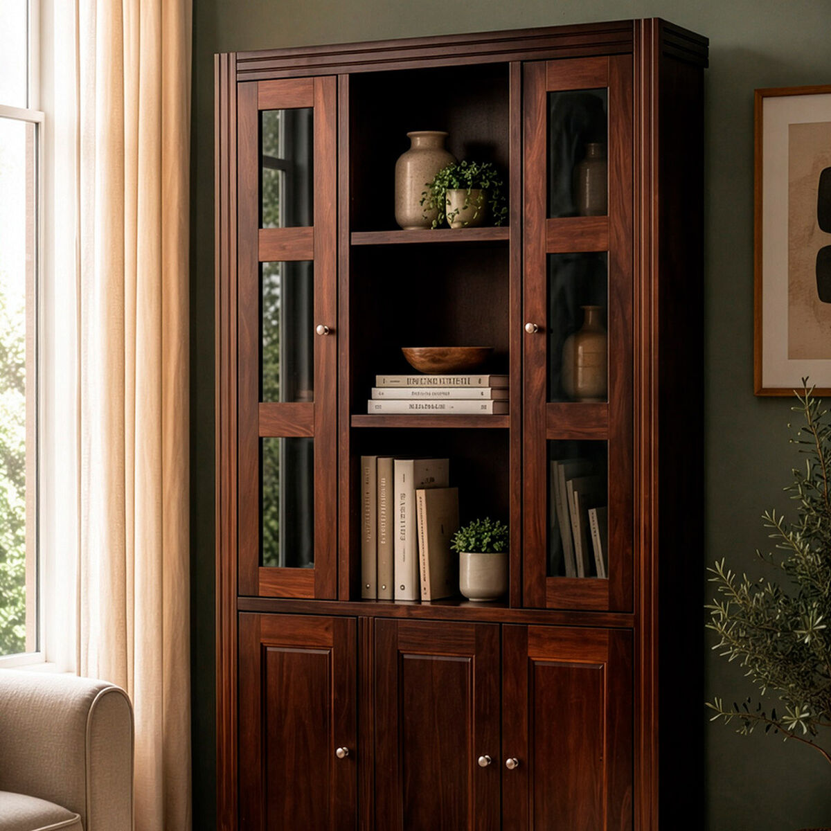 Vitrina Muebles Hema Berl&iacute;n 5 Puertas Chocolate