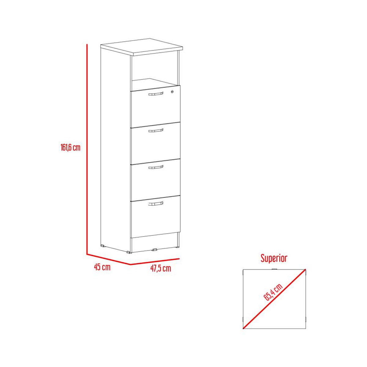 Combo Archivador 4 Cajones + Biblioteca 2 Puertas TuHome Home Office Negro Soft-Coñac