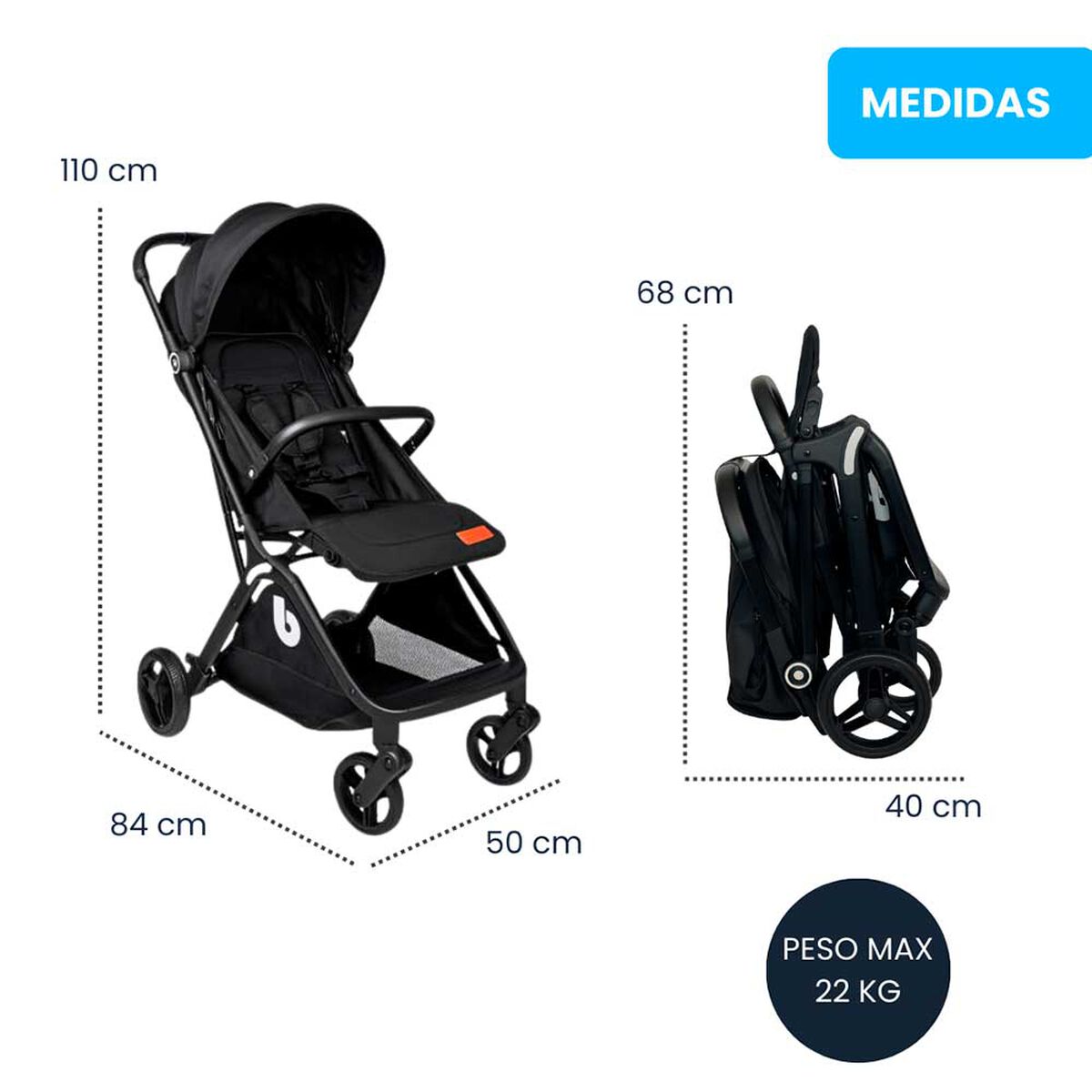Coche compacto con cierre autom&aacute;tico RS-1337 Negro Bebeglo