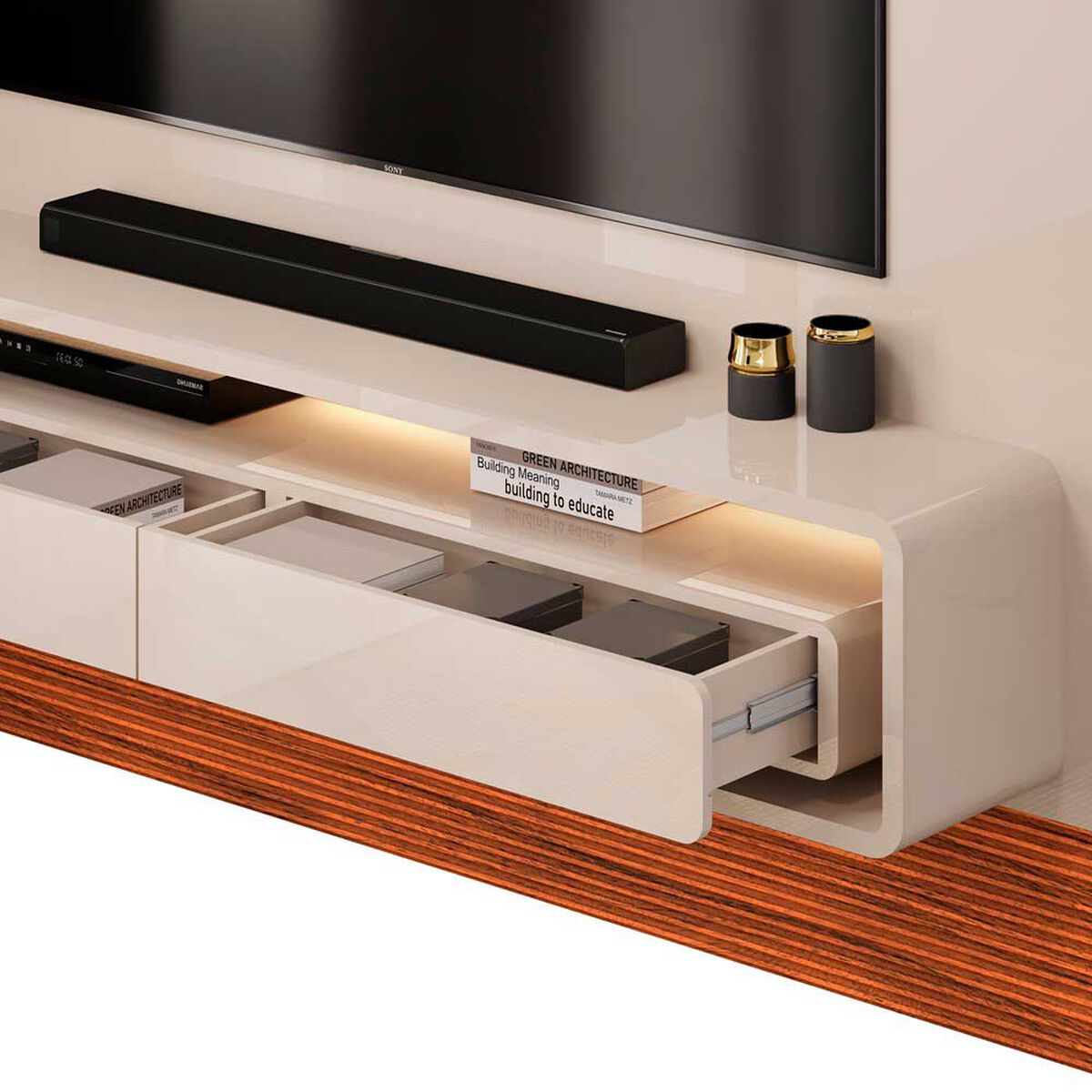 Panel TV Altavision Taylor Blanco y Café