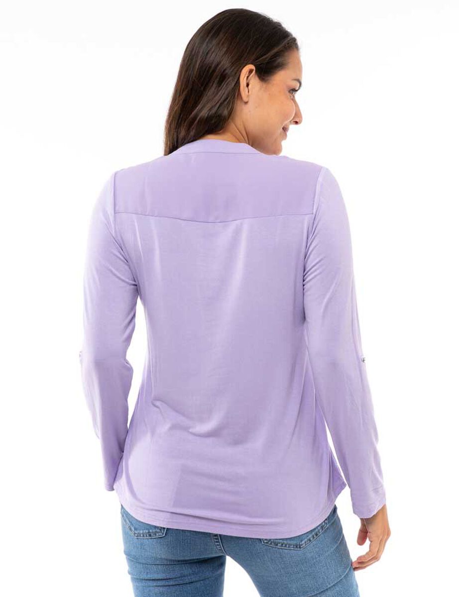 Blusa Botones Bolsillos Manga Larga Mujer Zibel