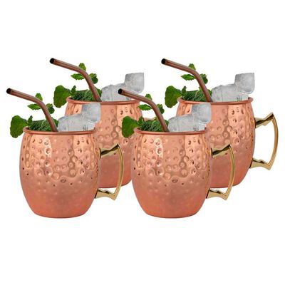 Imagen 2 del producto Set 4 Vasos Moscow Mule Mug Simplit Cobre + Bombillas 550 ml