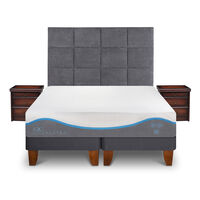 Cama Europea CIC Base Dividida 2 Plazas Alaska + Respaldo + 2 Veladores