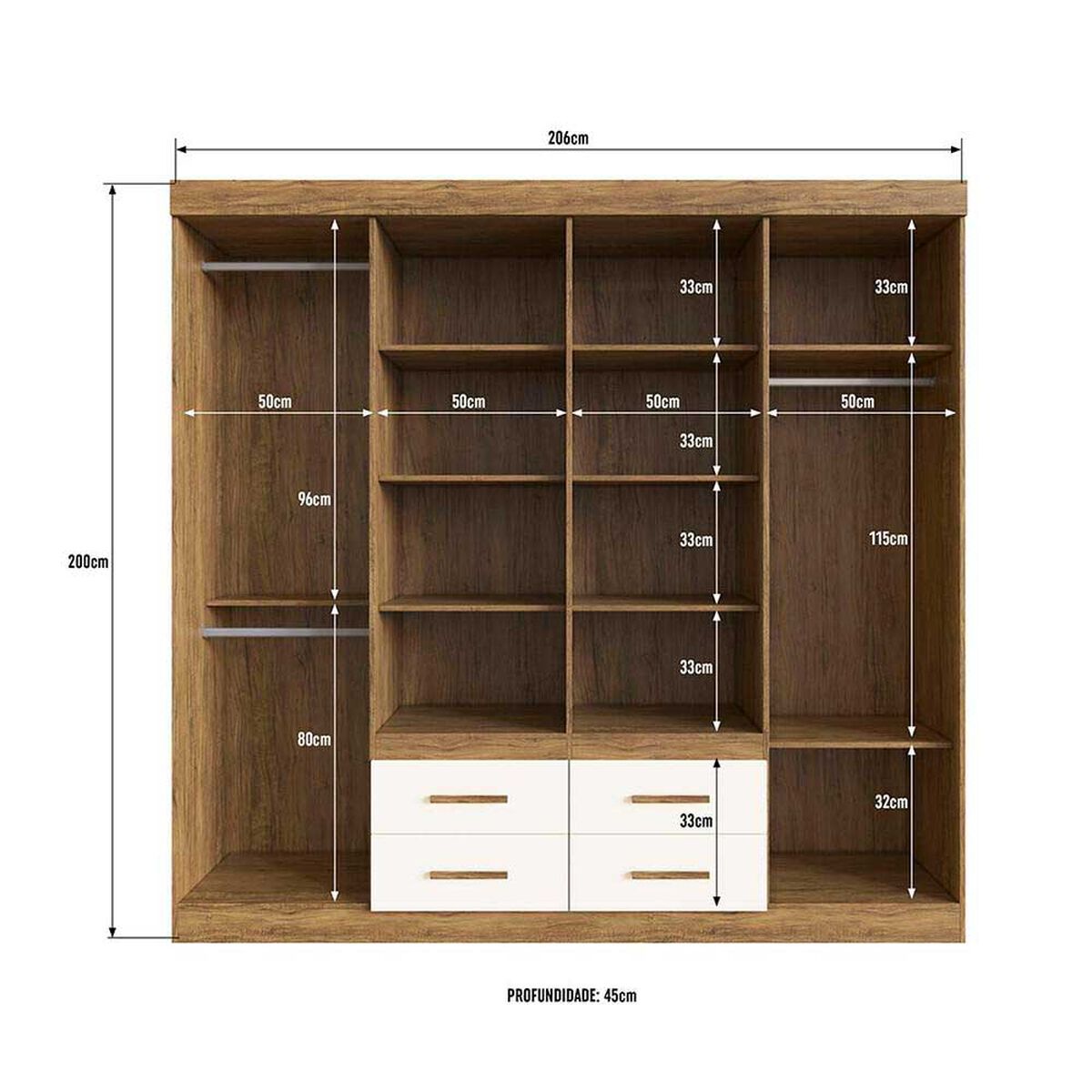 Cl&oacute;set Exit Las Vegas 8 Puertas 4 Cajones Nuez y Beige