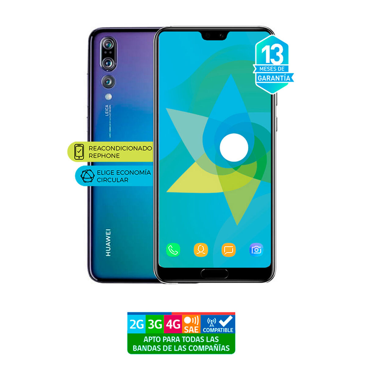 Celular Huawei P20 Pro 128GB 6.1" Reacondicionado Tornasol Liberado