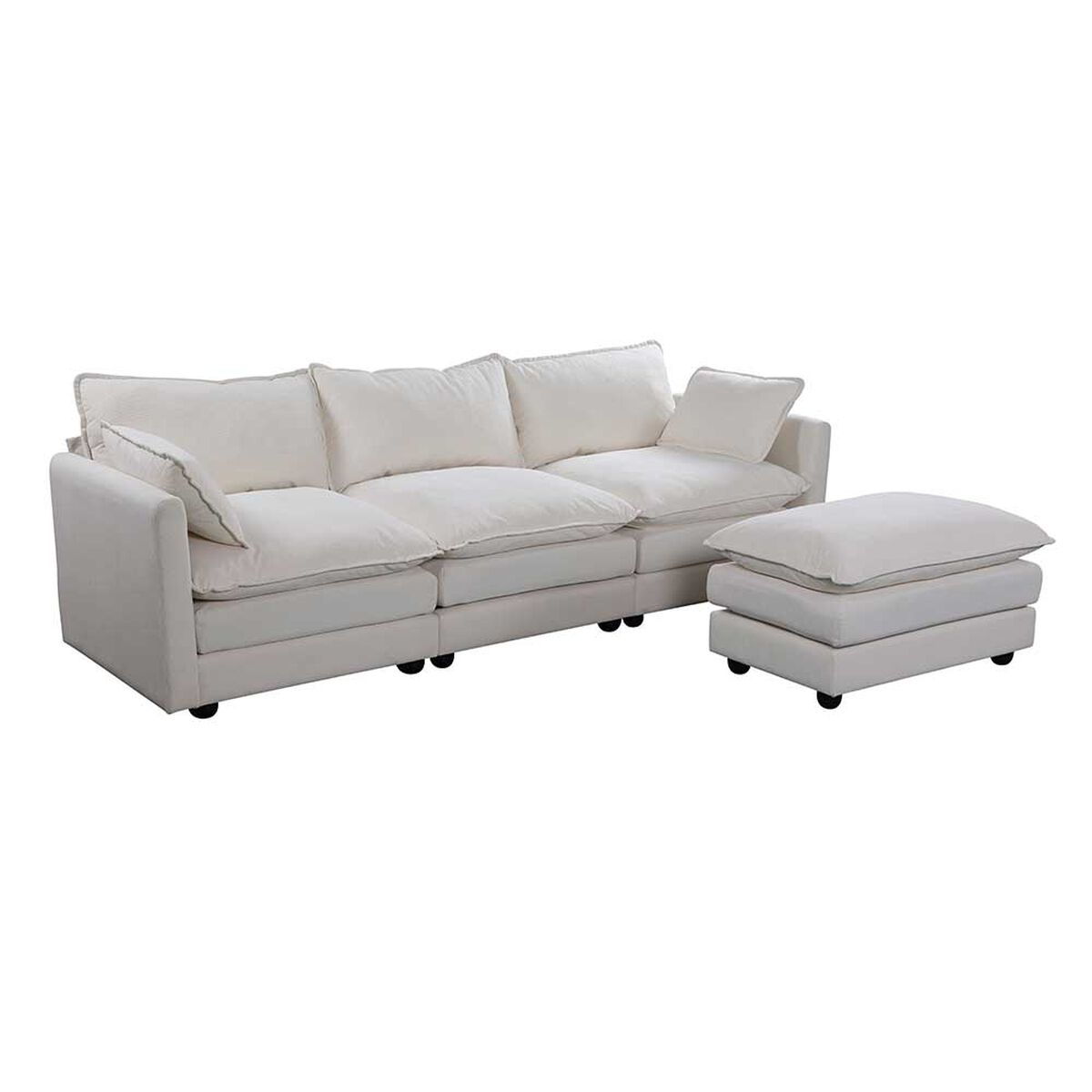 Seccional Izquierdo o Derecho Casanova Samantha Moderno 3 Cuerpos + Ottoman Beige