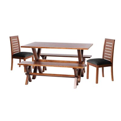 Juego de Comedor Latam Home Sevilla Tenerife 2 Sillas + 2 Bancas Velvet Negro