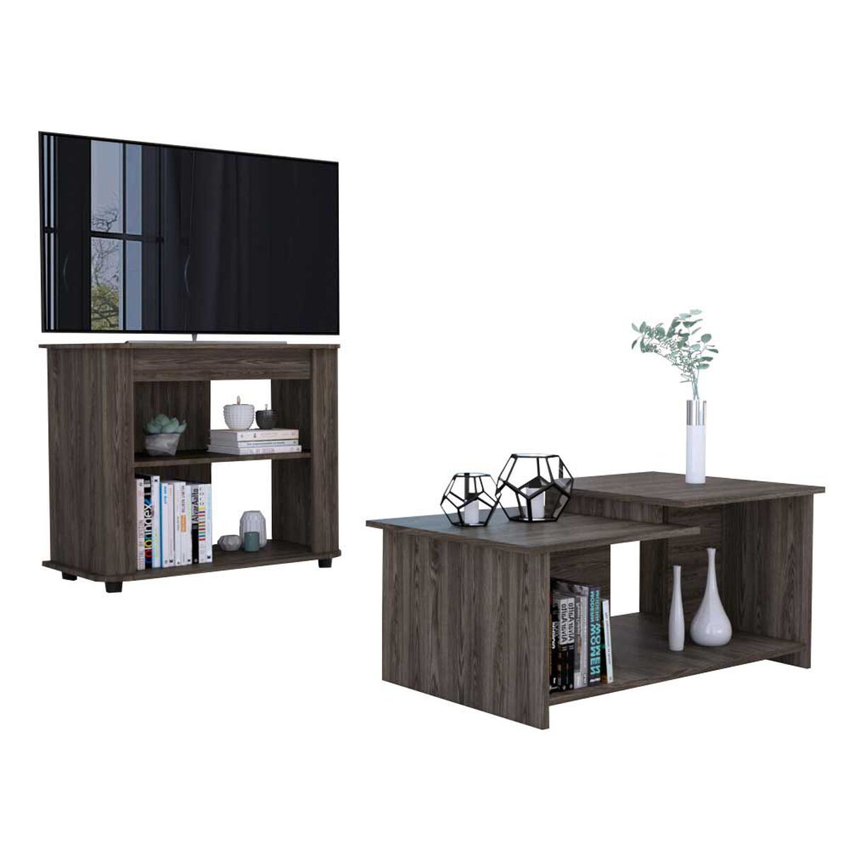 Rack TV Hasta 46" + Mesa de Centro TuHome Optimus Co&ntilde;ac
