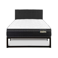 Cama Europea Belsogno 1,5 Plazas Premium + Respaldo Black