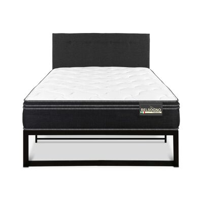 Imagen 1 del producto Cama Europea Belsogno 1,5 Plazas Premium + Respaldo Black