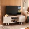 Rack TV Lisboa Altavision Hasta 50" Blanco Marmolado y Blanco