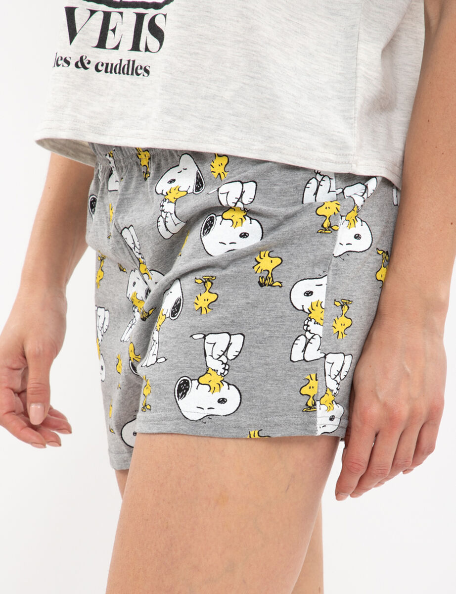 Pijama Corto de Algodón Mujer Snoopy