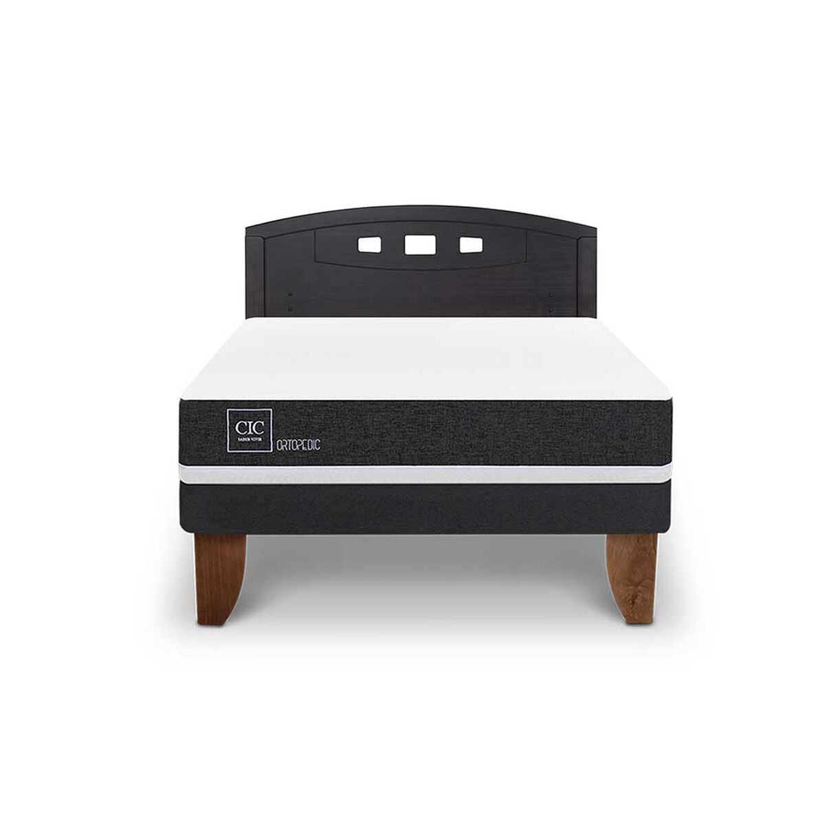 Cama Europea CIC 2 Plazas Ortopedic + Respaldo Gales Negro