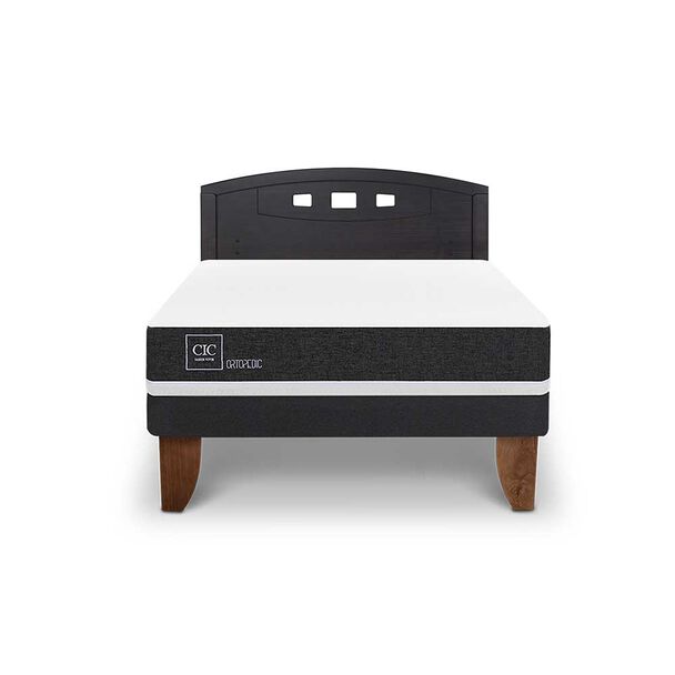 Cama Europea CIC 2 Plazas Ortopedic + Respaldo Gales Negro