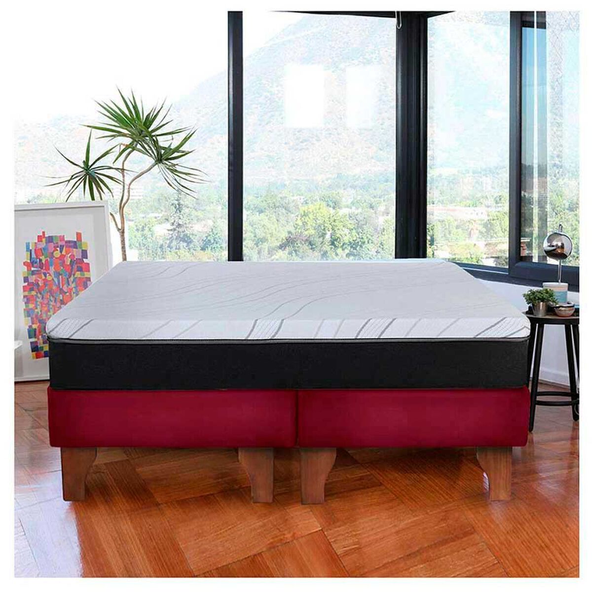 Cama Europea Latam Home 2 Plazas Zen Pro Burdeo