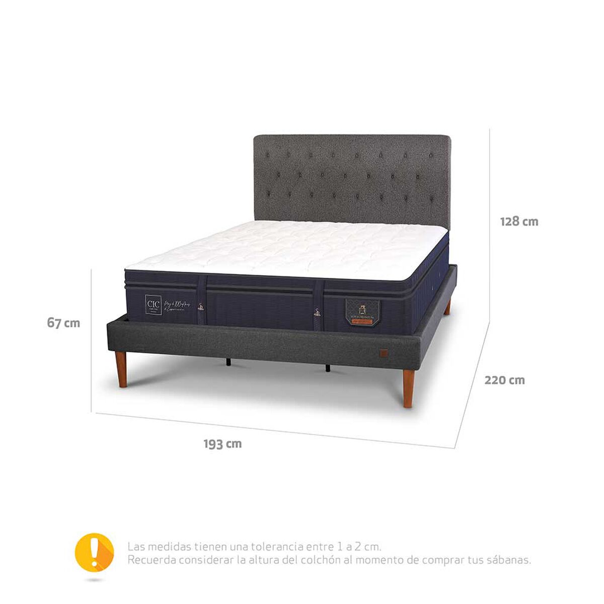 Cama Europea CIC King S&uacute;per Premium + Respaldo