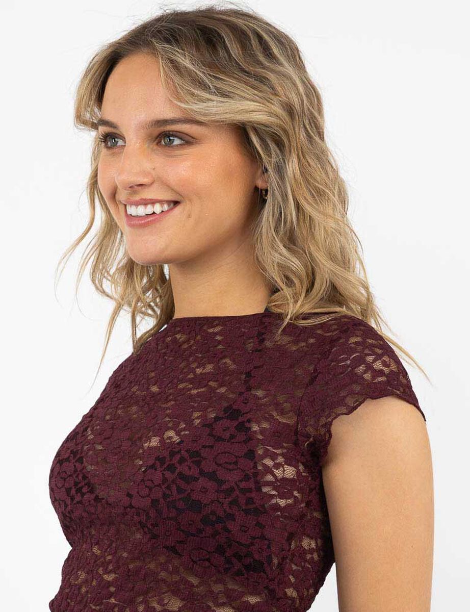 Polera Encaje Manga Corta Mujer Icono