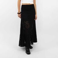Falda Maxi Encaje Mujer Icono Negro