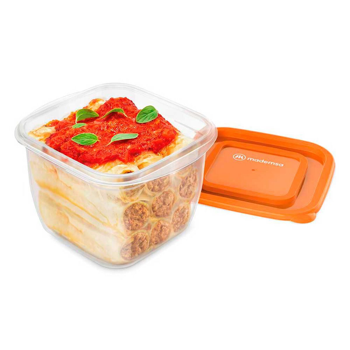 Set 8 Contenedores Plásticos Mademsa Transparente Naranjo
