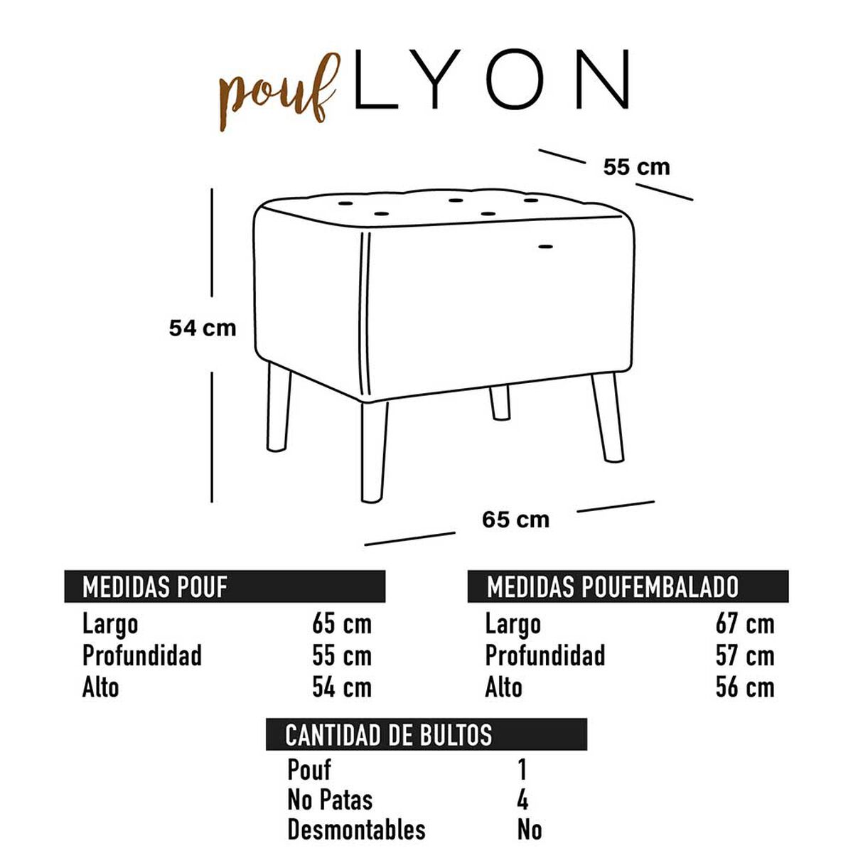 Pouf Latam Home Lyon Tela Velvet Beige