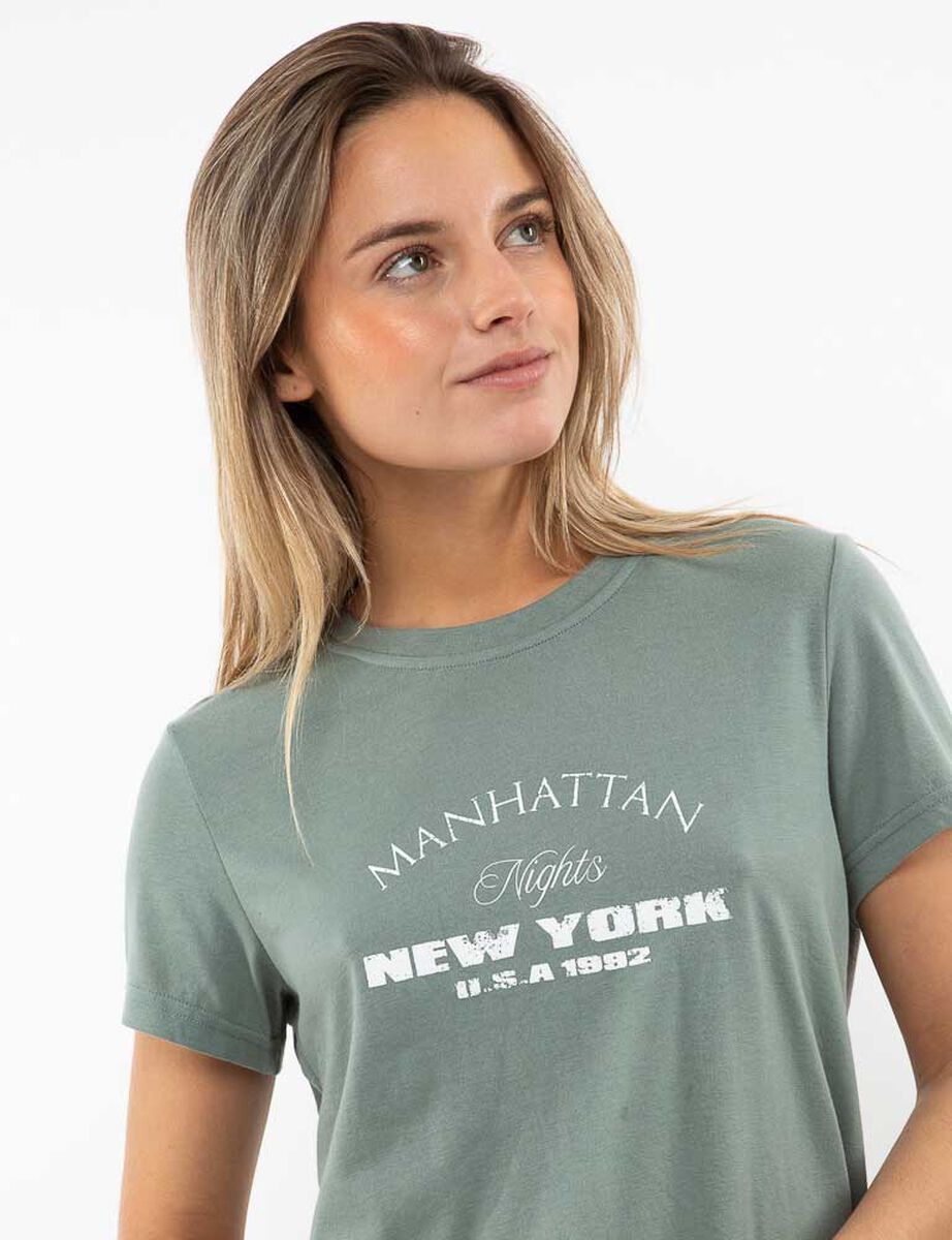 Polera Con Estampado Manga Corta Mujer Icono