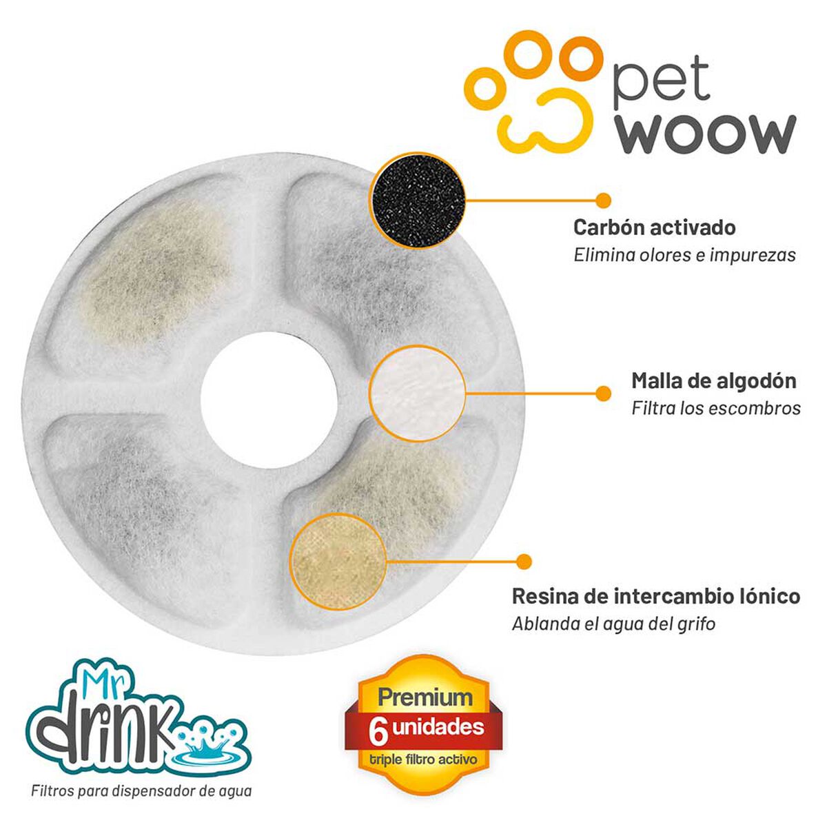 Filtro para Dispensador de Agua PetWoow Blanco